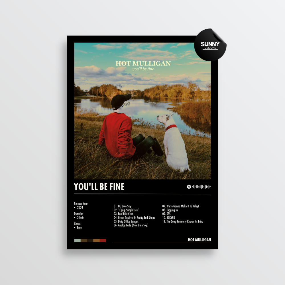 Hot Mulligan you'll be fine merch custom album cover poster music poster personalized gifts poster mockup poster template album posters for wall Sunny Designs Poster 