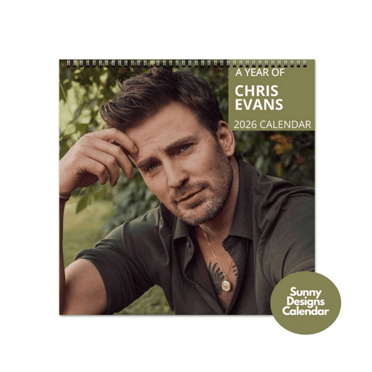 Chris Evans 2026 Wall Calendar - Sunny Designs Posters Celebrity Wall Art - Unique Gift - Celebrity Calendar Planner Desk