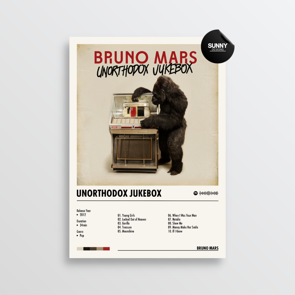 Bruno Mars Unorthodox Jukebox merch custom album cover poster music poster personalized gifts poster mockup poster template album posters for wall Sunny Designs Poster 