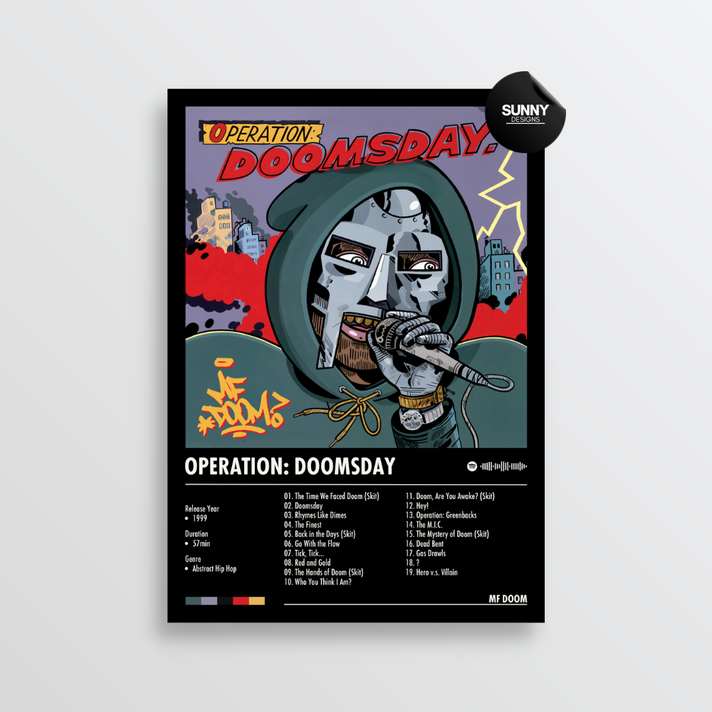 MF DOOM Operation: Doomsday merch custom album cover poster music poster personalized gifts poster mockup poster template Sunny Designs Poster 