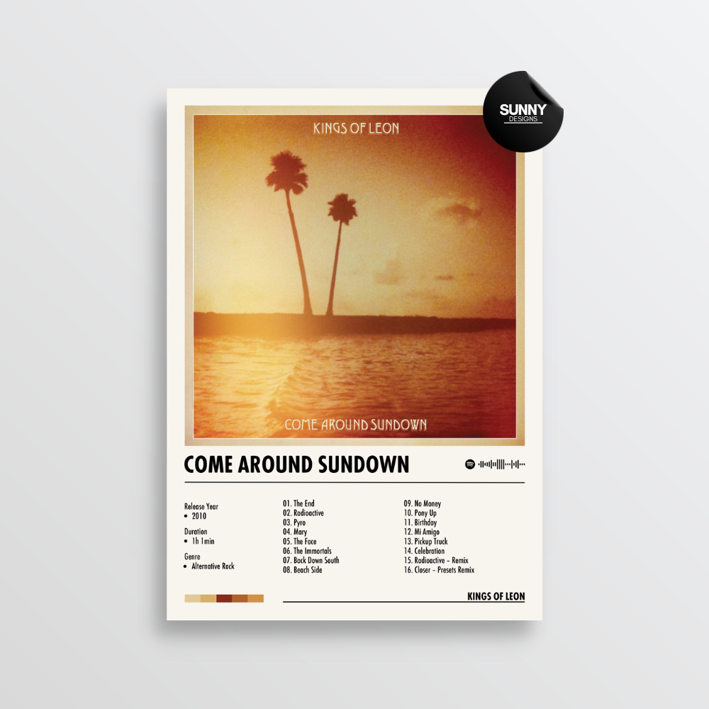 Kings of Leon Come Around Sundown tracklist merch custom album cover poster music poster personalized gifts poster mockup poster template album posters for wall Sunny Designs Poster 