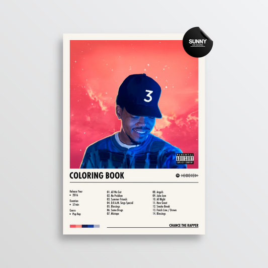 Chance the Rapper Coloring Book merch custom album cover poster music poster personalized gifts poster mockup poster template album posters for wall Sunny Designs Poster 