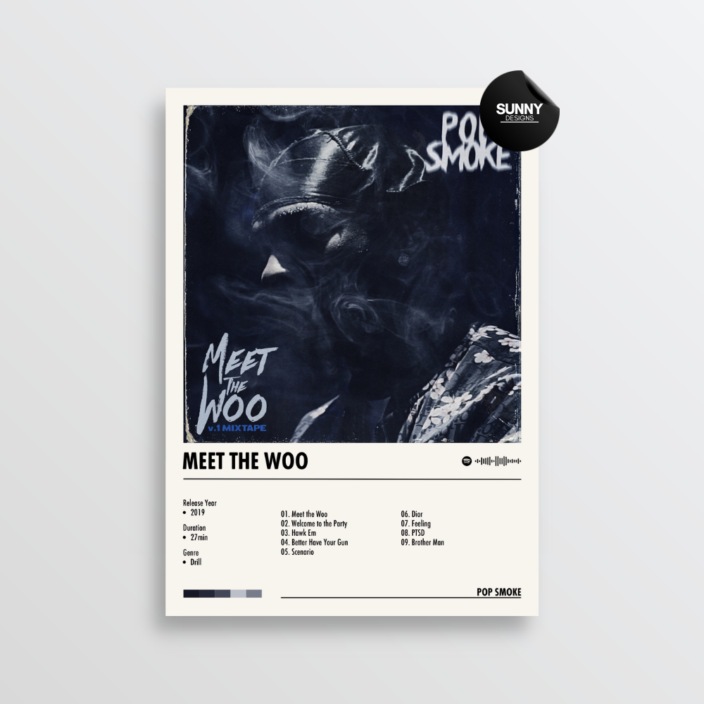 Pop Smoke Meet The Woo merch custom album cover poster music poster personalized gifts poster mockup poster template album posters for wall Sunny Designs Poster 