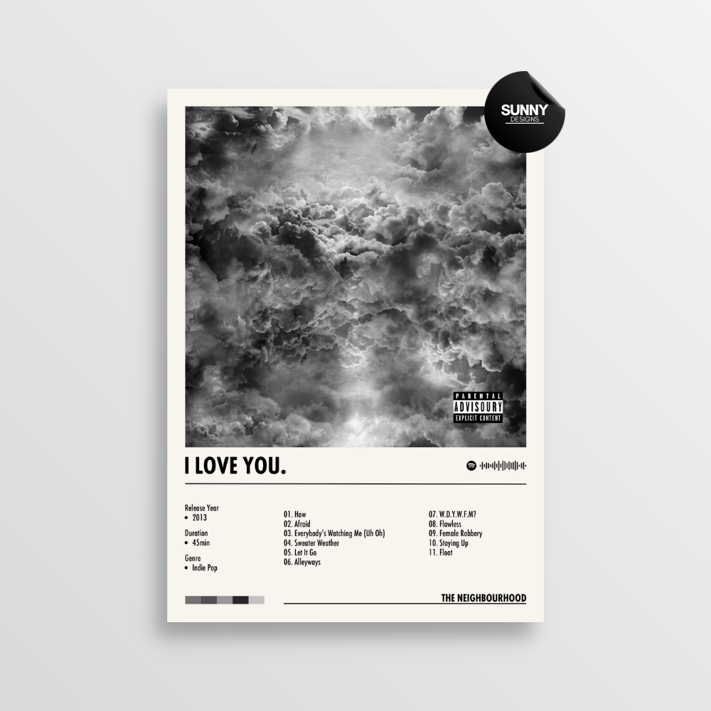 The Neighbourhood I Love You. merch custom album cover poster music poster personalized gifts poster mockup poster template album posters for wall Sunny Designs Poster 