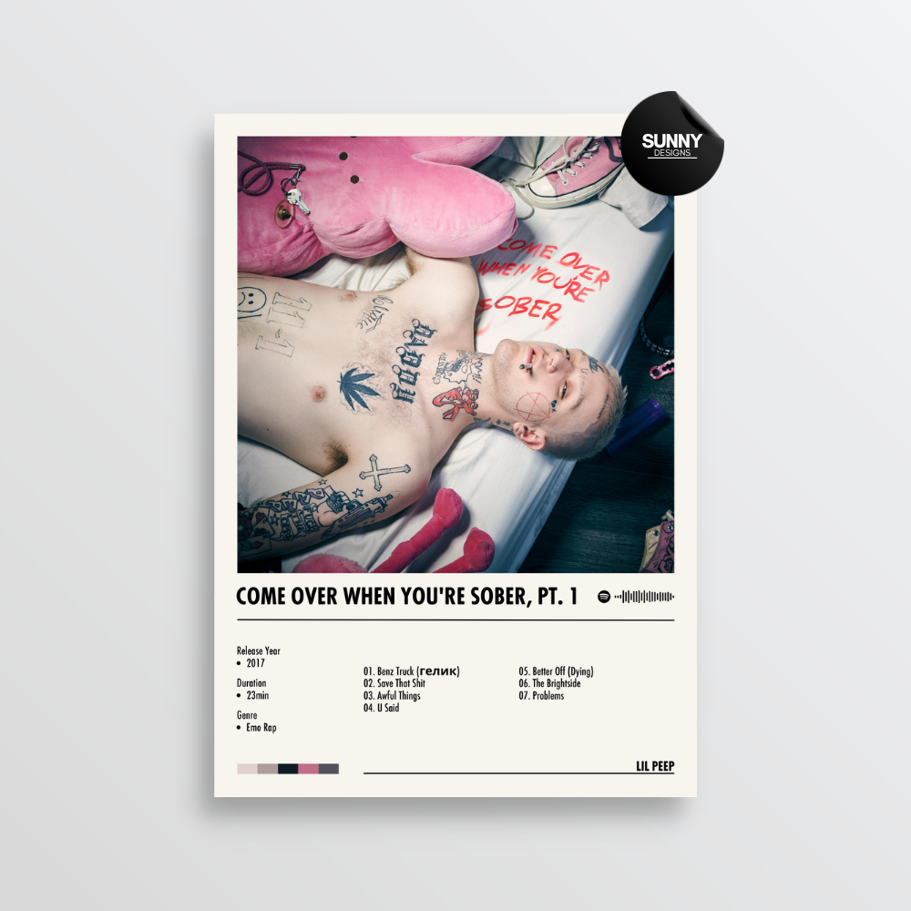 Lil Peep Come Over When You're Sober, Pt. 1 merch custom album cover poster music poster personalized gifts poster mockup poster template album posters for wall Sunny Designs Poster 