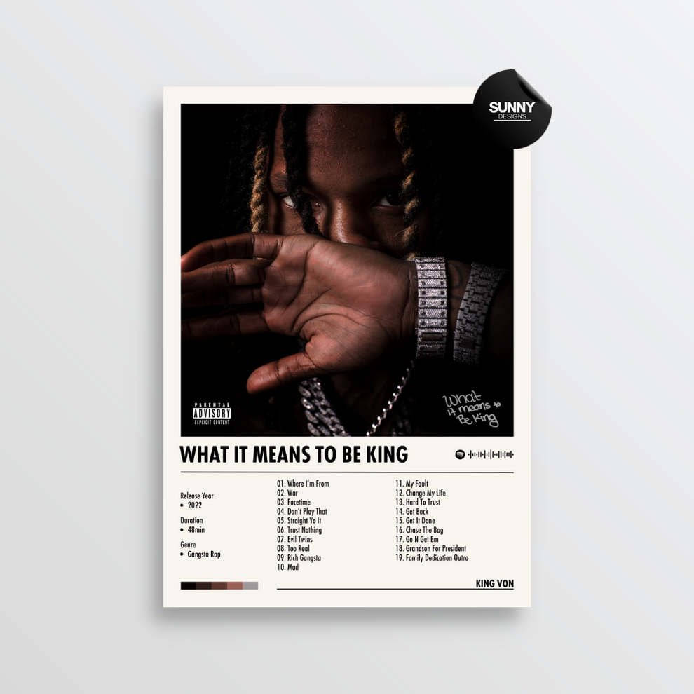 Kin Album King von - What it means to be king | Album Cover Poster – Sunny ...
