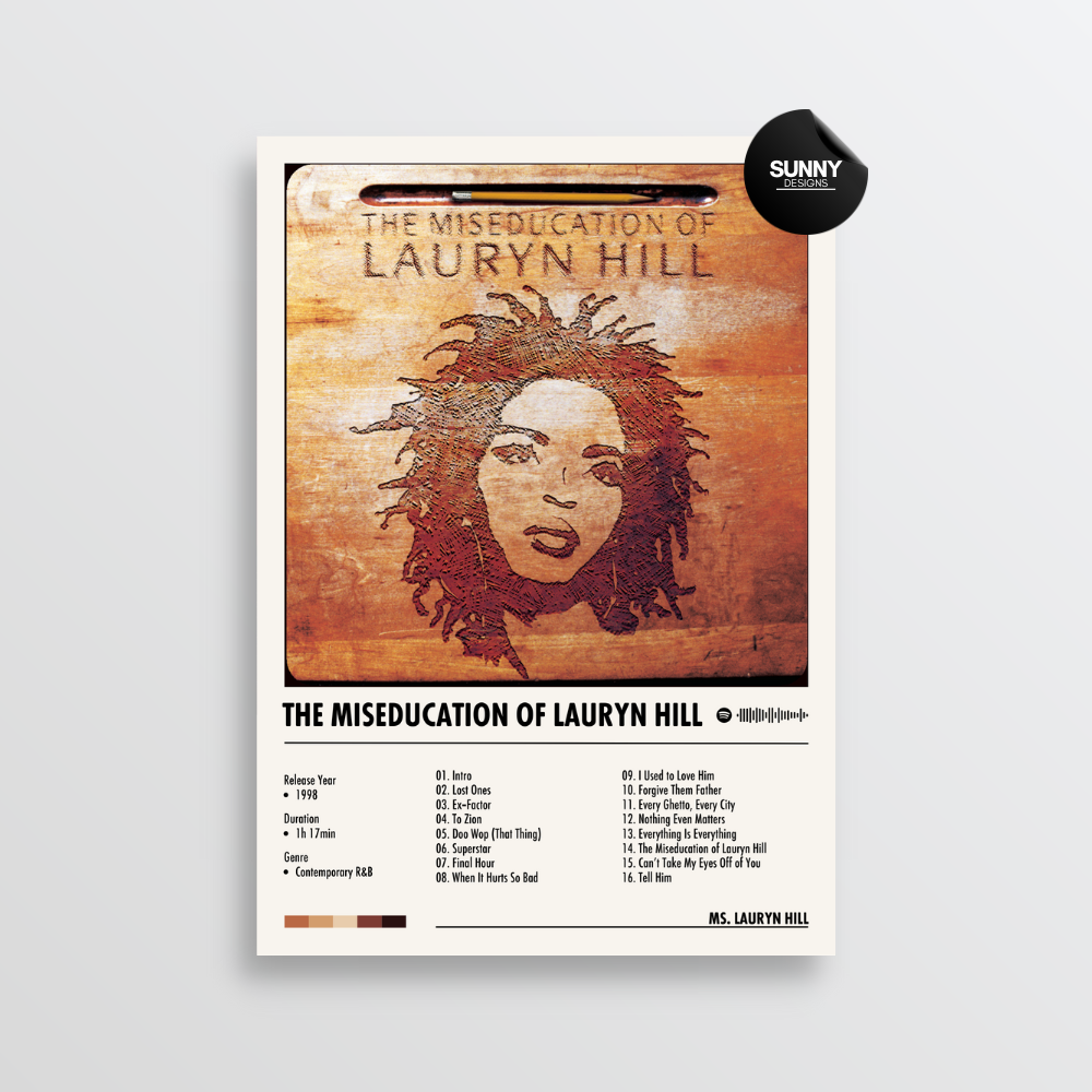 Ms. Lauryn Hill The Miseducation of Lauryn Hill merch custom album cover poster music poster personalized gifts poster mockup poster template album posters for wall Sunny Designs Poster 