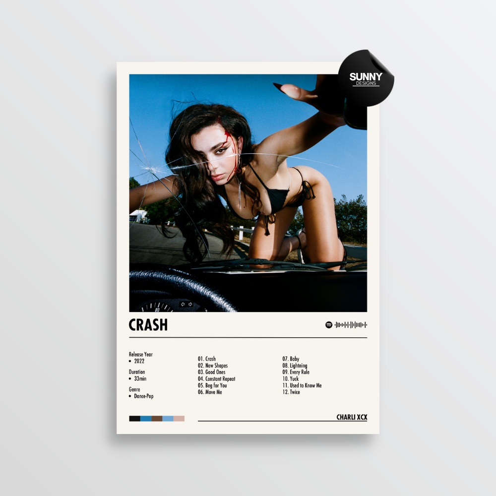 Charli XCX CRASH merch custom album cover poster music poster personalized gifts poster mockup poster template album posters for wall Sunny Designs Poster 