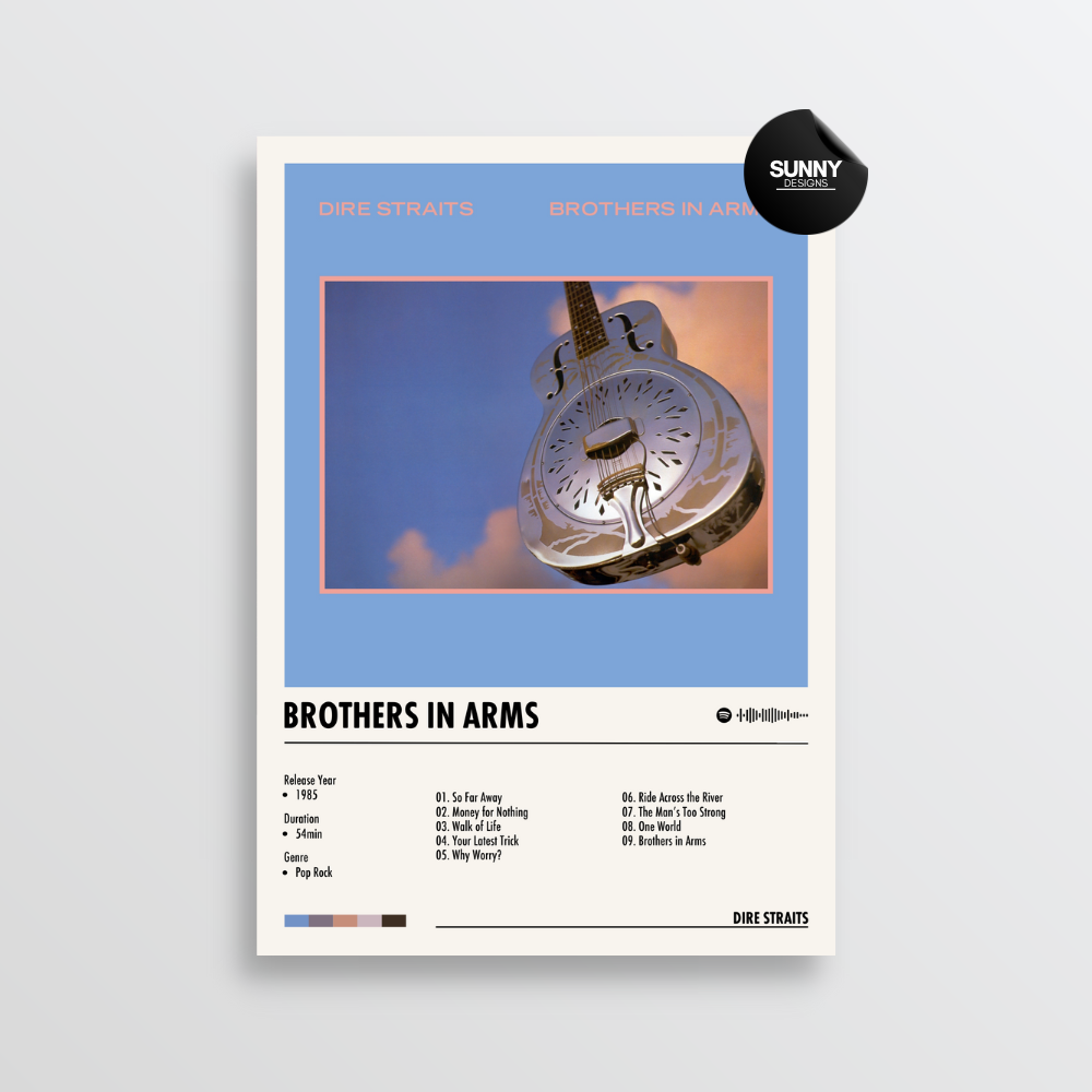 Dire Straits Brothers in Arms merch custom album cover poster music poster personalized gifts poster mockup poster template album posters for wall Sunny Designs Poster 