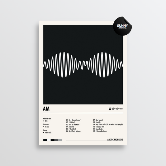 Arctic Monkeys AM merch custom album cover poster music poster personalized gifts poster mockup poster template Sunny Designs Poster