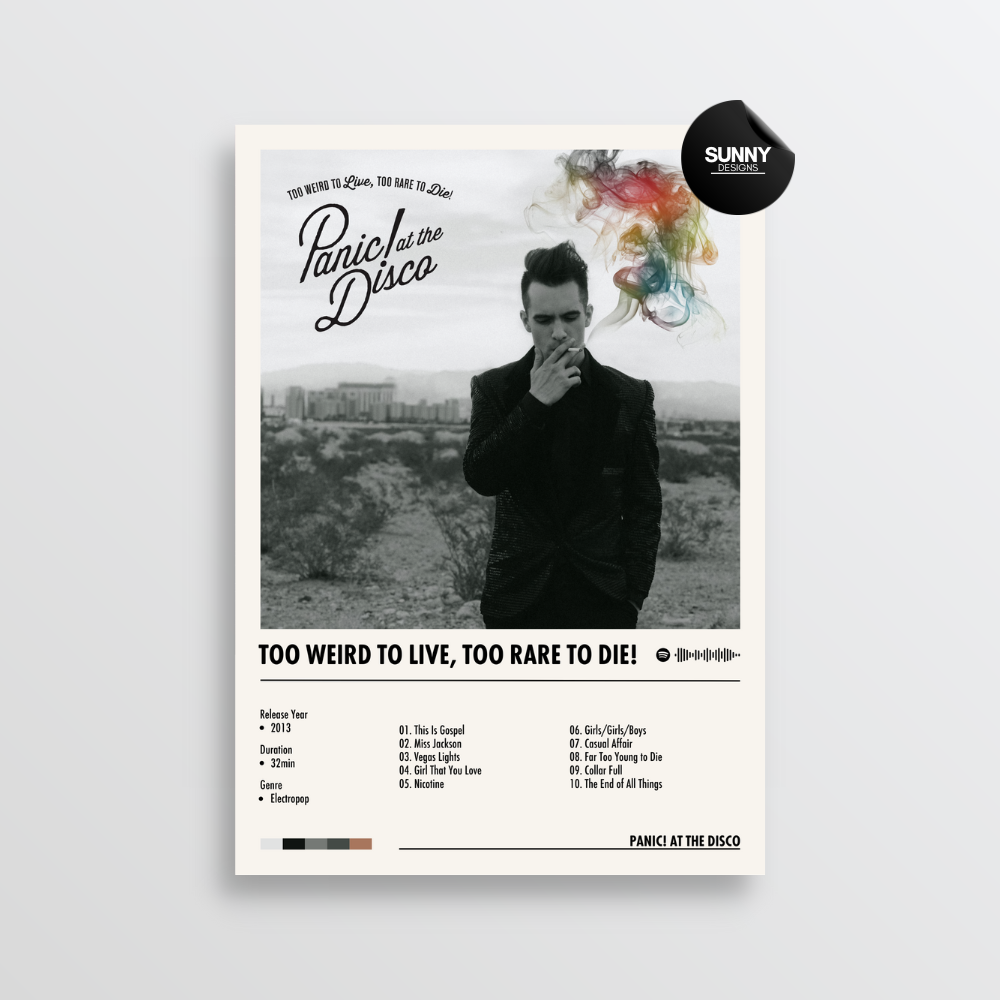 Panic at the Disco Too Weird to Live Too Rare to Die merch custom album cover poster music poster personalized gifts poster mockup poster template album posters for wall Sunny Designs Poster 