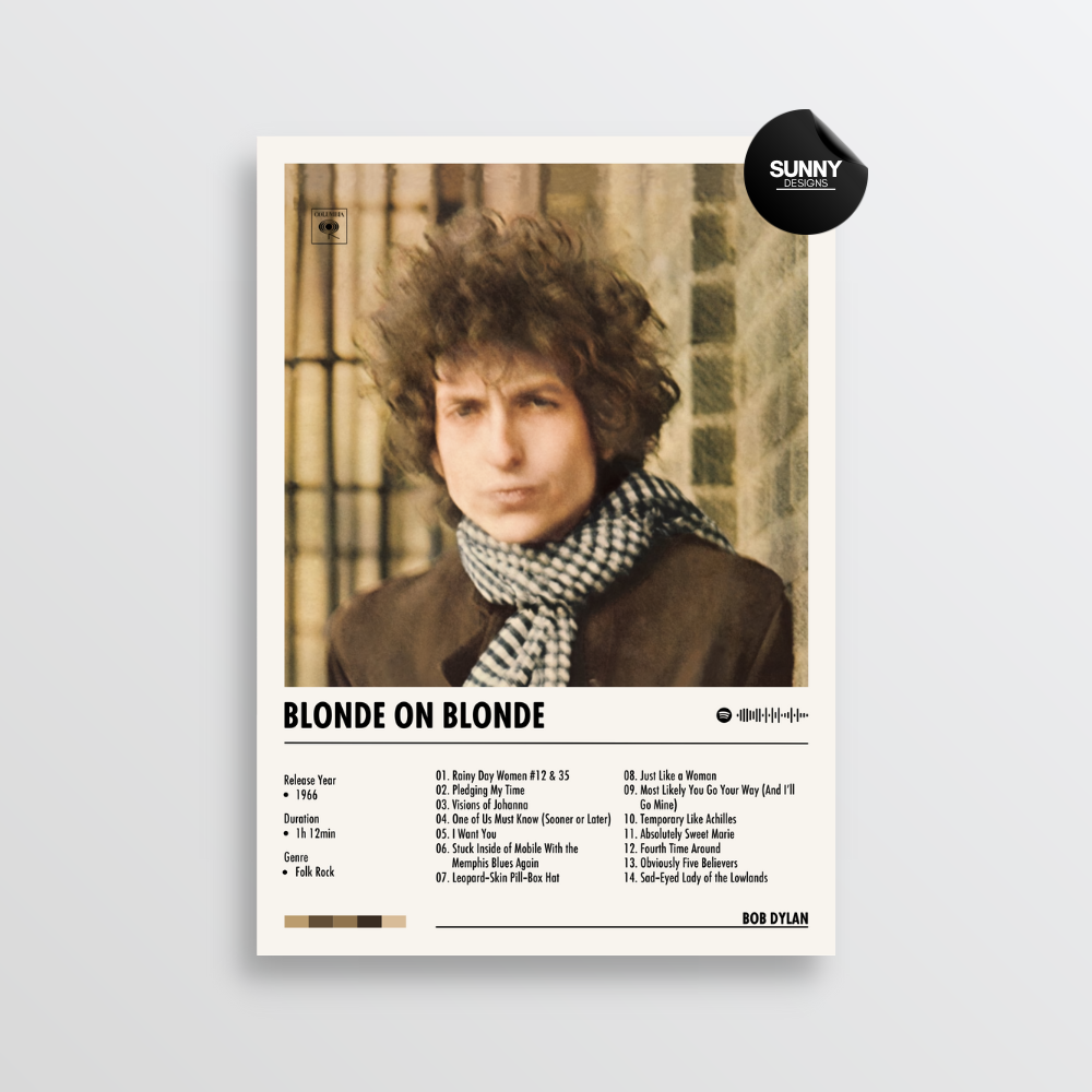 Bob Dylan Blonde On Blonde merch custom album cover poster music poster personalized gifts poster mockup poster template album posters for wall Sunny Designs Poster 