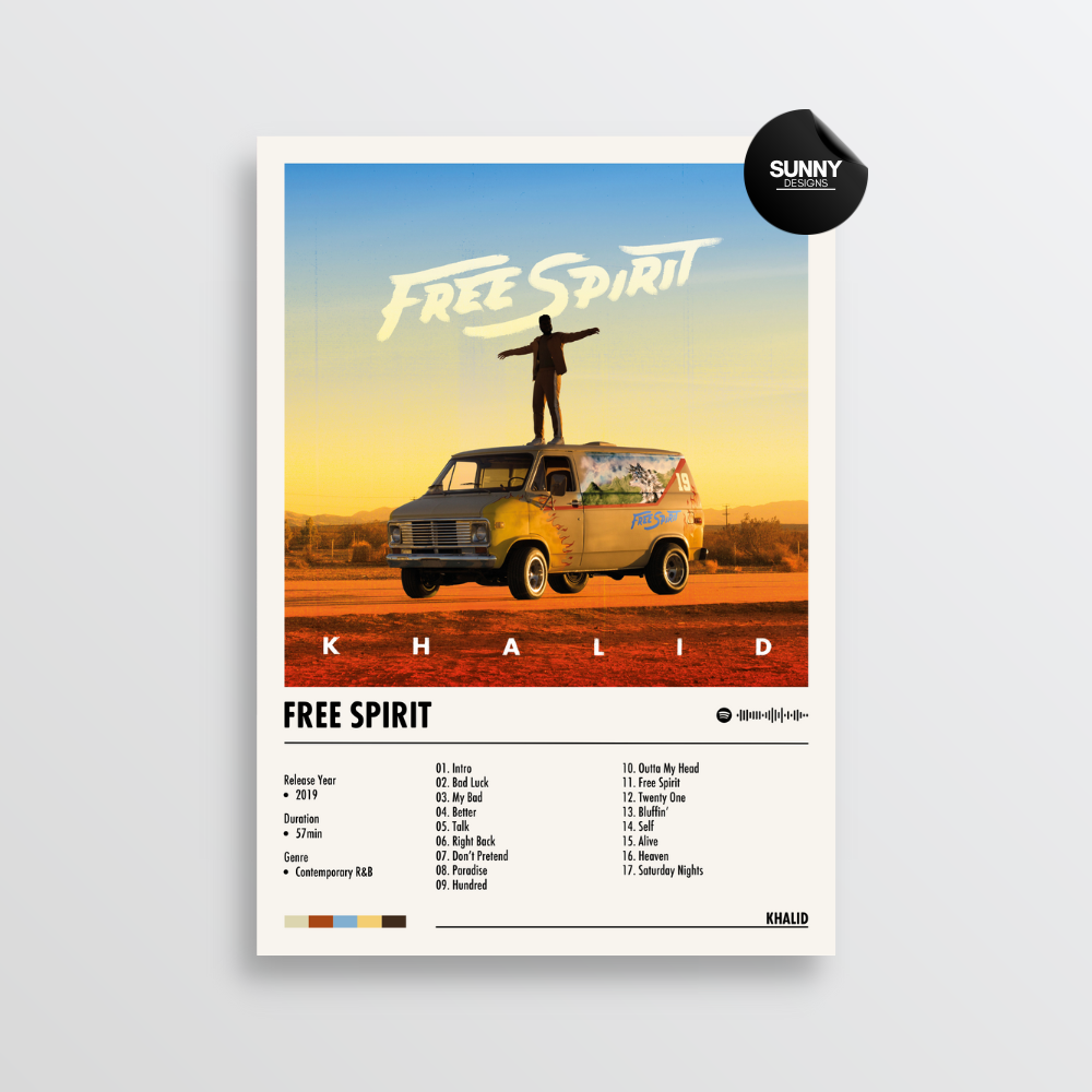 Khalid Free Spirit merch custom album cover poster music poster personalized gifts poster mockup poster template album posters for wall Sunny Designs Poster 