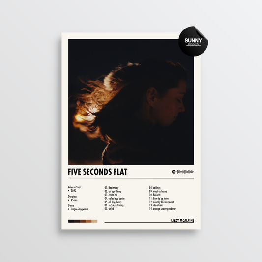 Lizzy McAlpine five seconds flat merch custom album cover poster music poster personalized gifts poster mockup poster template album posters for wall tracklist Sunny Designs Poster
