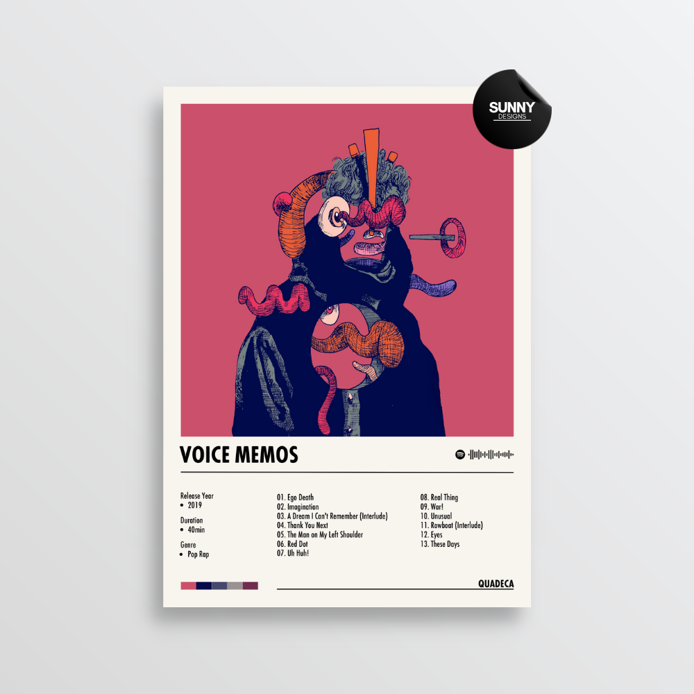 Quadeca Voice Memos merch custom album cover poster music poster personalized gifts poster mockup poster template album posters for wall Sunny Designs Poster 