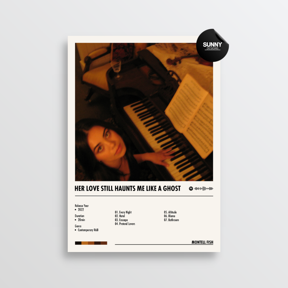 Montell Fish Her Love Still Haunts Me Like a Ghost tracklist merch custom album cover poster music poster personalized gifts poster mockup poster template album posters for wall Sunny Designs Poster 