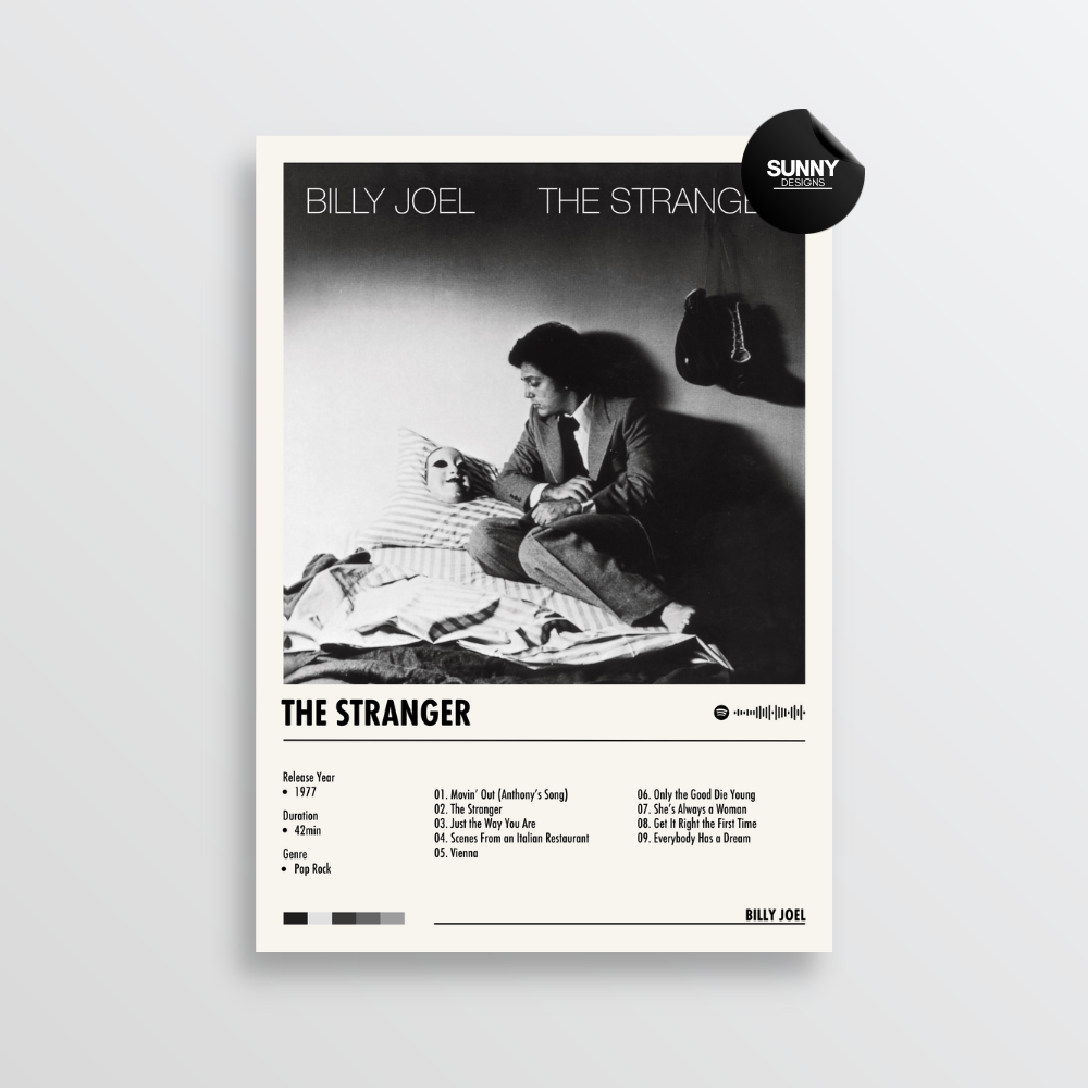 Billy Joel The Stranger merch custom album cover poster music poster personalized gifts poster mockup poster template album posters for wall Sunny Designs Poster 