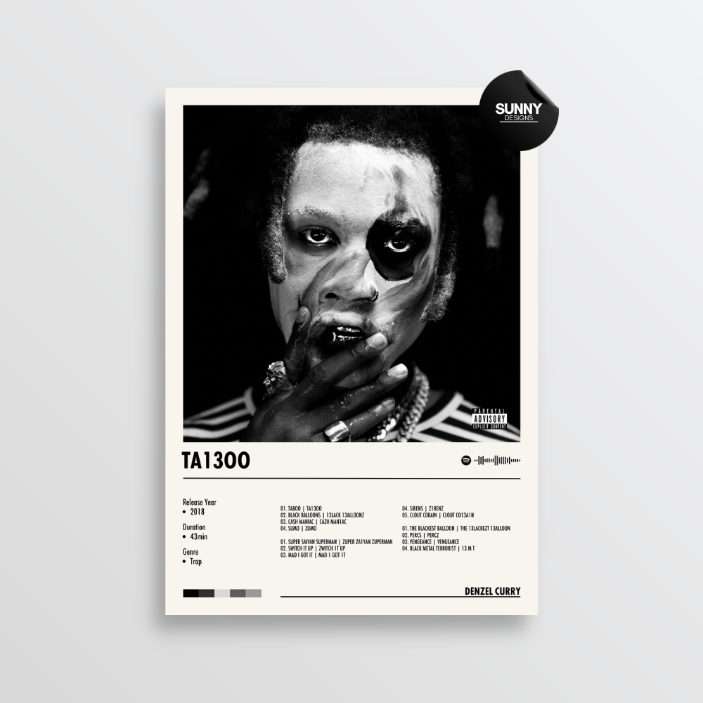 Denzel Curry taboo merch custom album cover poster music poster personalized gifts poster mockup poster template album posters for wall Sunny Designs Poster 