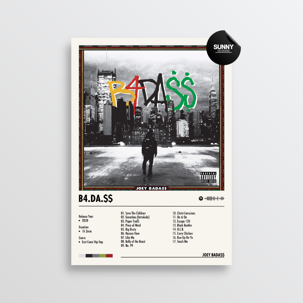 Joey BadaSS B4.DA.SS merch custom album cover poster music poster personalized gifts poster mockup poster template album posters for wall Sunny Designs Poster 