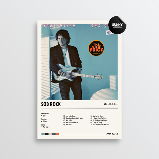 John Mayer Sob Rock merch custom album cover poster music poster personalized gifts poster mockup poster template album posters for wall Sunny Designs Poster 