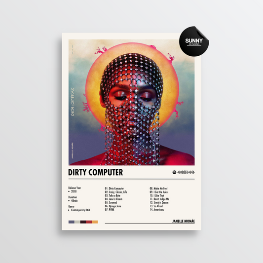 Janelle Monae Dirty Computer merch custom album cover poster music poster personalized gifts poster mockup poster template album posters for wall Sunny Designs Poster 