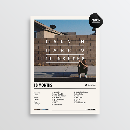 Calvin Harris 18 Months merch custom album cover poster music poster personalized gifts poster mockup poster template album posters for wall Sunny Designs Poster 