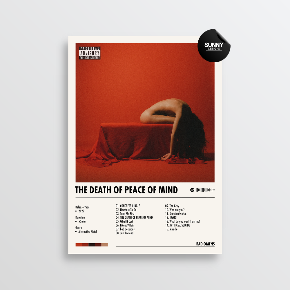 Bad Omens THE DEATH OF PEACE OF MIND merch custom album cover poster music poster personalized gifts poster mockup poster template album posters for wall tracklist Sunny Designs Poster
