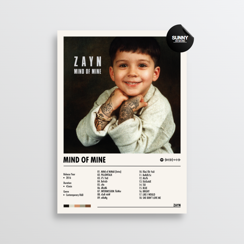 ZAYN Mind of Mine merch custom album cover poster music poster personalized gifts poster mockup poster template Sunny Designs Poster