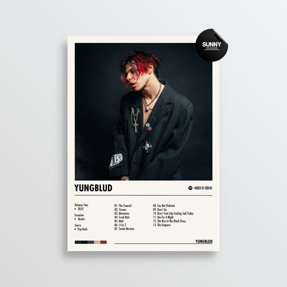 YUNGBLUD YUNGBLUD merch custom album cover poster music poster personalized gifts poster mockup poster template album posters for wall Sunny Designs Poster 