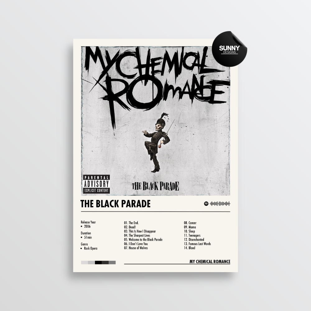 My Chemical Romance The Black Parade merch custom album cover poster music poster personalized gifts poster mockup poster template album posters for wall Sunny Designs Poster
