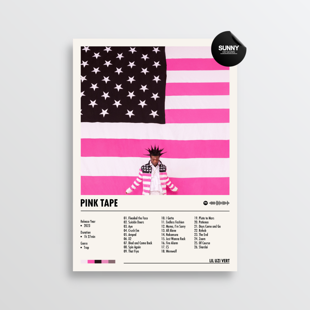 Lil Uzi Vert Pink Tape merch custom album cover poster music poster personalized gifts poster mockup poster template Sunny Designs Poster 