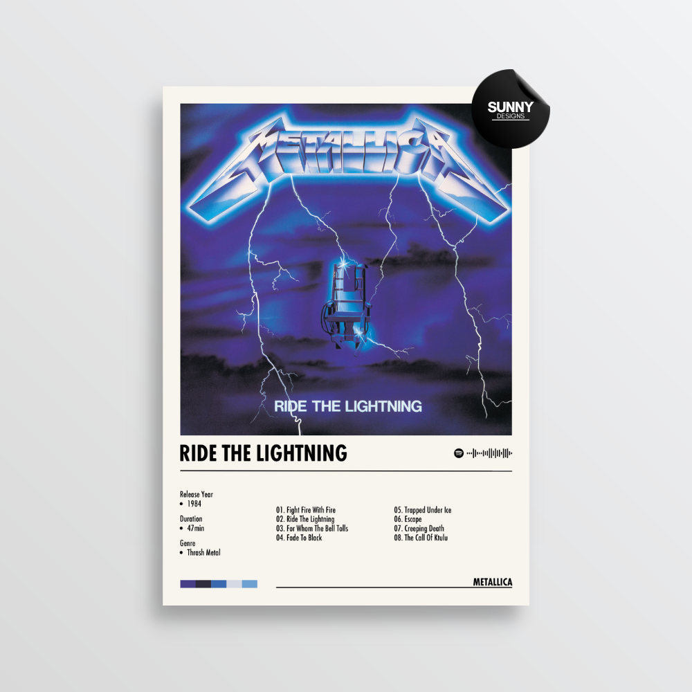 Metallica Ride The Lightning merch custom album cover poster music poster personalized gifts poster mockup poster template album posters for wall Sunny Designs Poster 