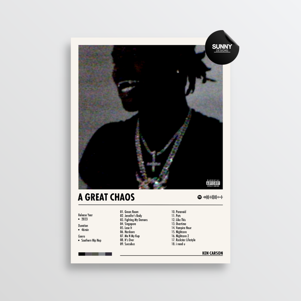  Ken Carson A Great Chaos merch custom album cover poster music poster personalized gifts poster mockup poster template album posters for wall Sunny Designs Poster 