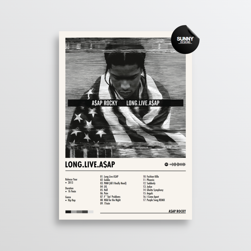 ASAP Rocky LONG.LIVE.A$AP merch custom album cover poster music poster personalized gifts poster mockup poster template Sunny Designs Poster 