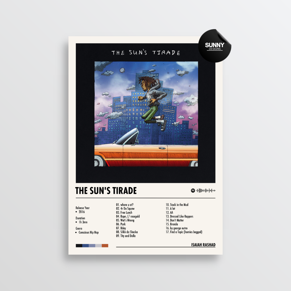 Isaiah Rashad The Sun's Tirade merch custom album cover poster music poster personalized gifts poster mockup poster template album posters for wall tracklist Sunny Designs Poster
