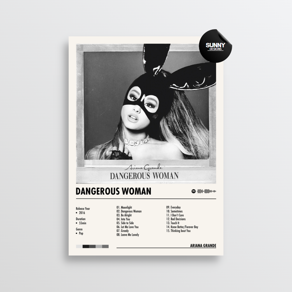 Ariana Grande Dangerous Woman merch custom album cover poster music poster personalized gifts poster mockup poster template Sunny Designs Poster 