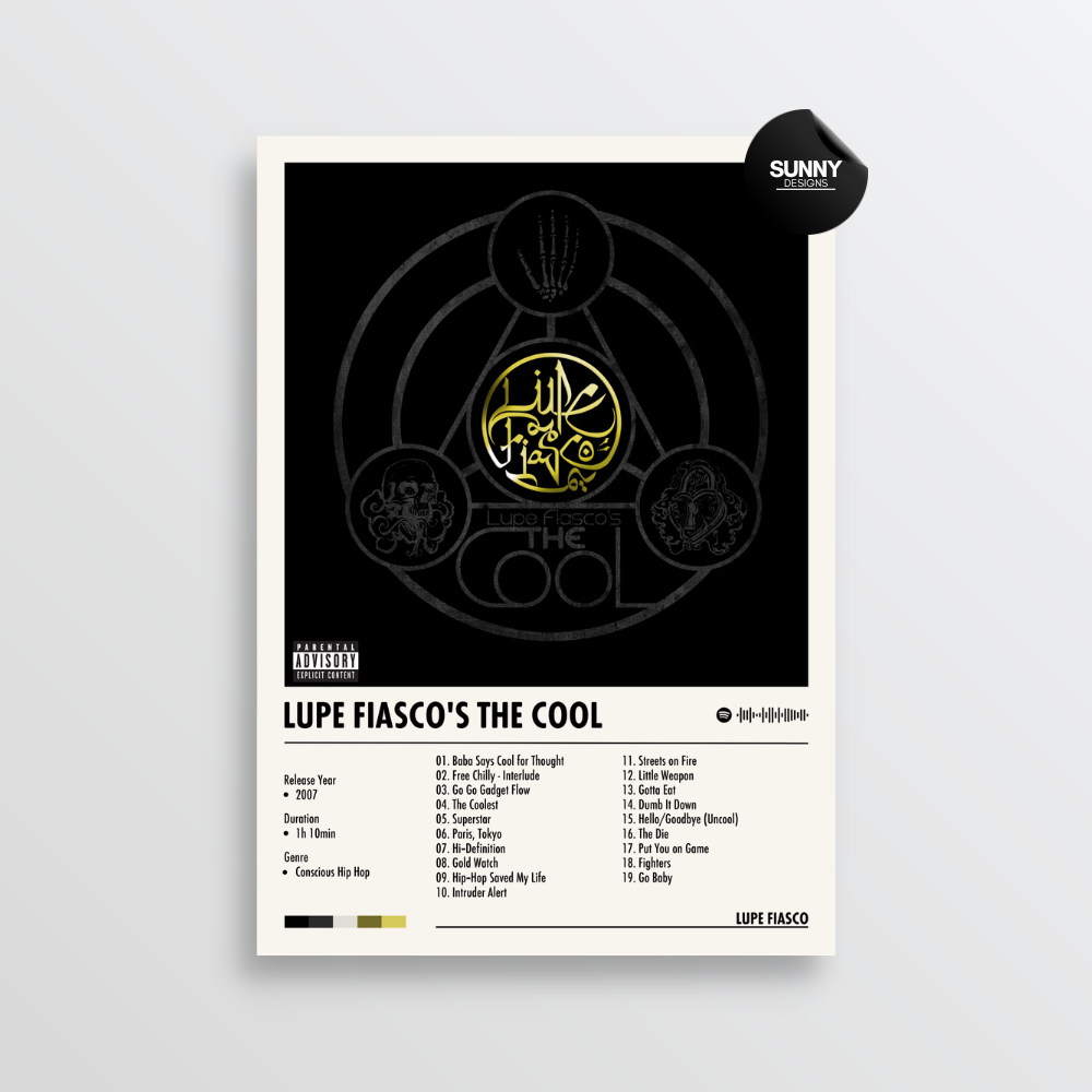 Lupe Fiasco Lupe Fiasco's The Cool merch custom album cover poster music poster personalized gifts poster mockup poster template album posters for wall tracklist Sunny Designs Poster
