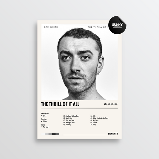 Sam Smith The Thrill Of It All merch custom album cover poster music poster personalized gifts poster mockup poster template album posters for wall Sunny Designs Poster 