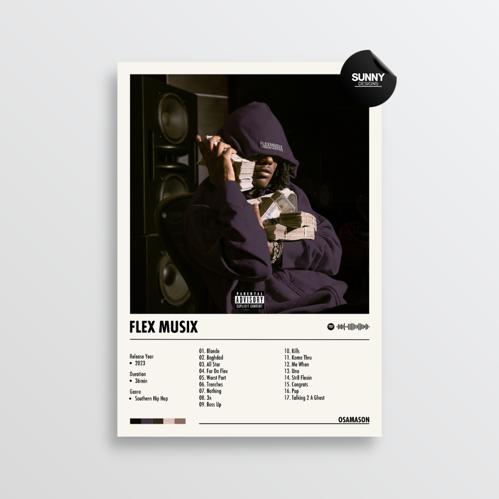 OsamaSon Flex Musix  tracklist merch custom album cover poster music poster personalized gifts poster mockup poster template album posters for wall Sunny Designs Poster 