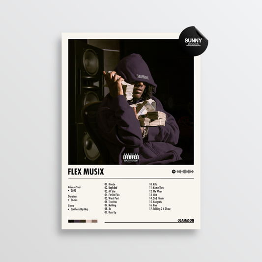OsamaSon Flex Musix  tracklist merch custom album cover poster music poster personalized gifts poster mockup poster template album posters for wall Sunny Designs Poster 