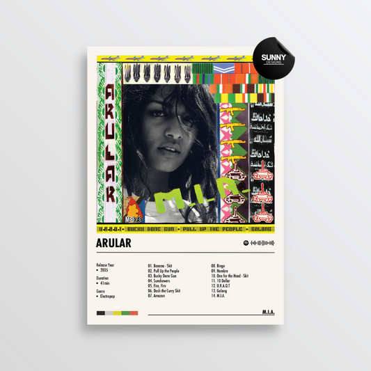 M.I.A. MIA Arular merch custom album cover poster music poster personalized gifts poster mockup poster template album posters for wall Sunny Designs Poster 