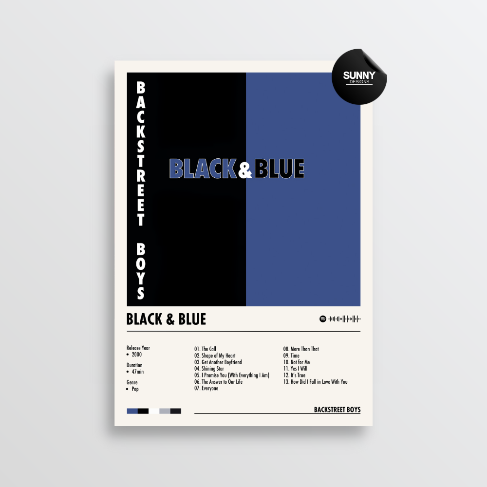 Backstreet Boys Black and Blue merch custom album cover poster music poster personalized gifts poster mockup poster template album posters for wall tracklist Sunny Designs Poster
