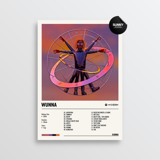 Gunna WUNNA merch custom album cover poster music poster personalized gifts poster mockup poster template album posters for wall Sunny Designs Poster 