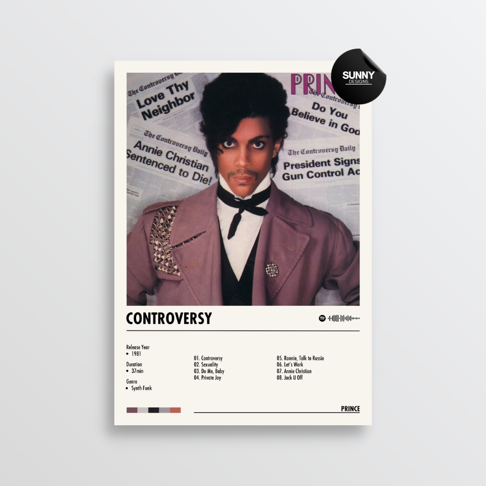 Prince Controversy merch custom album cover poster music poster personalized gifts poster mockup poster template album posters for wall Sunny Designs Poster 