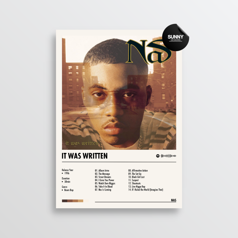 Nas It Was Written merch custom album cover poster music poster personalized gifts poster mockup poster template album posters for wall Sunny Designs Poster 