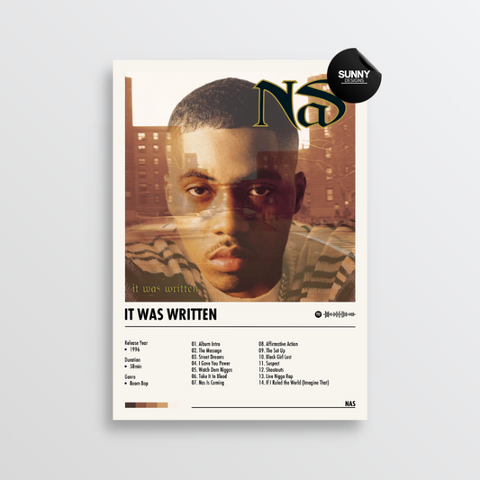 Nas It Was Written merch custom album cover poster music poster personalized gifts poster mockup poster template album posters for wall Sunny Designs Poster 