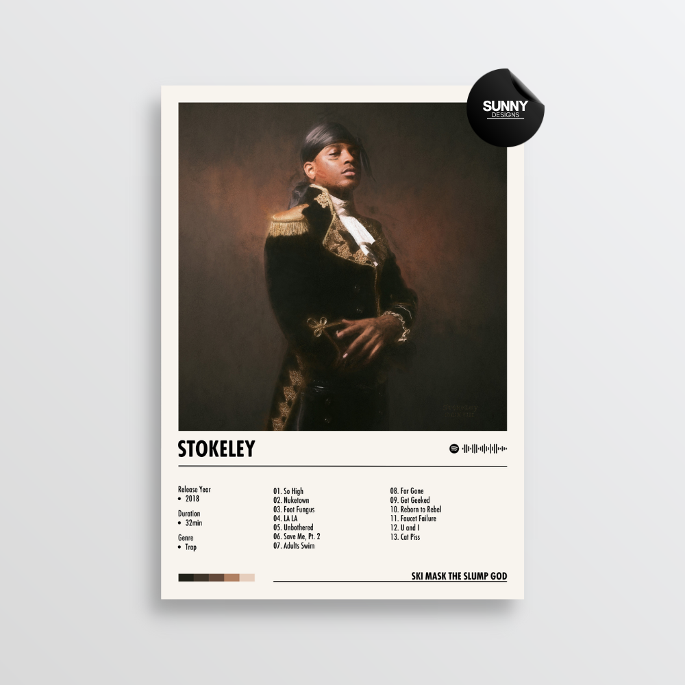 Ski Mask the Slump God STOKELEY merch custom album cover poster music poster personalized gifts poster mockup poster template album posters for wall Sunny Designs Poster 