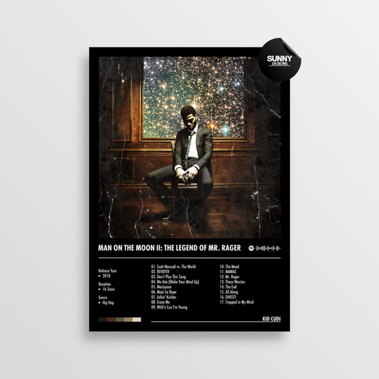 Kid Cudi Man On The Moon II The Legend Of Mr. Rager merch custom album cover poster music poster personalized gifts poster mockup poster template Sunny Designs Poster 