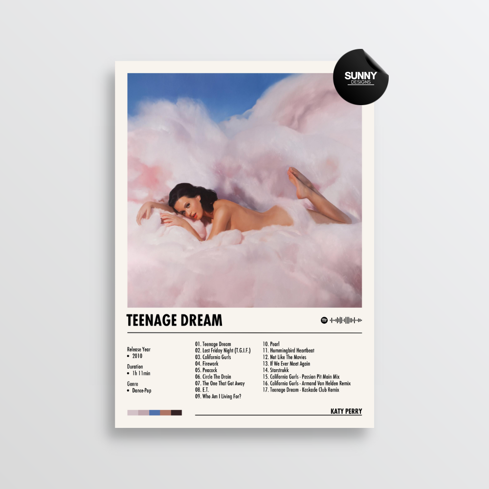 Katy Perry Teenage Dream merch custom album cover poster music poster personalized gifts poster mockup poster template album posters for wall Sunny Designs Poster 