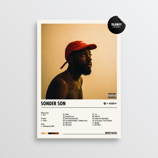 Brent Faiyaz Sonder Son merch custom album cover poster music poster personalized gifts poster mockup poster template Sunny Designs Poster 